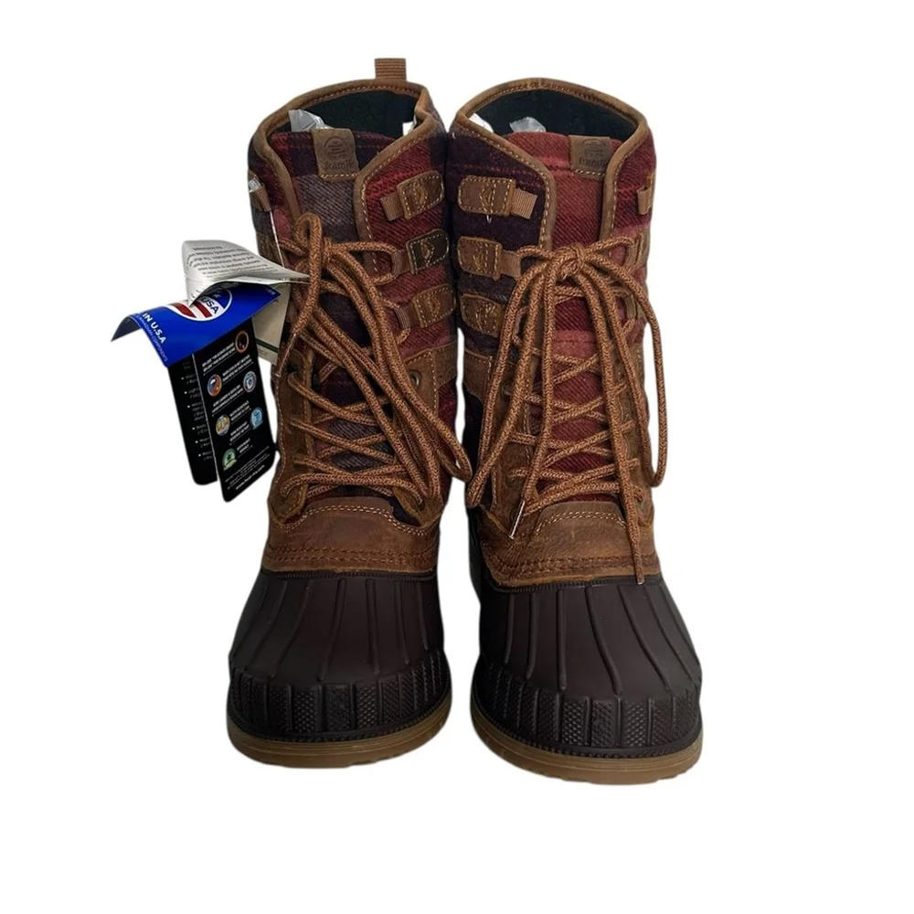 KAMIK Sienna 3 Winter Lace Up Waterproof Boots Dark Brown Plaid Women's Size 9